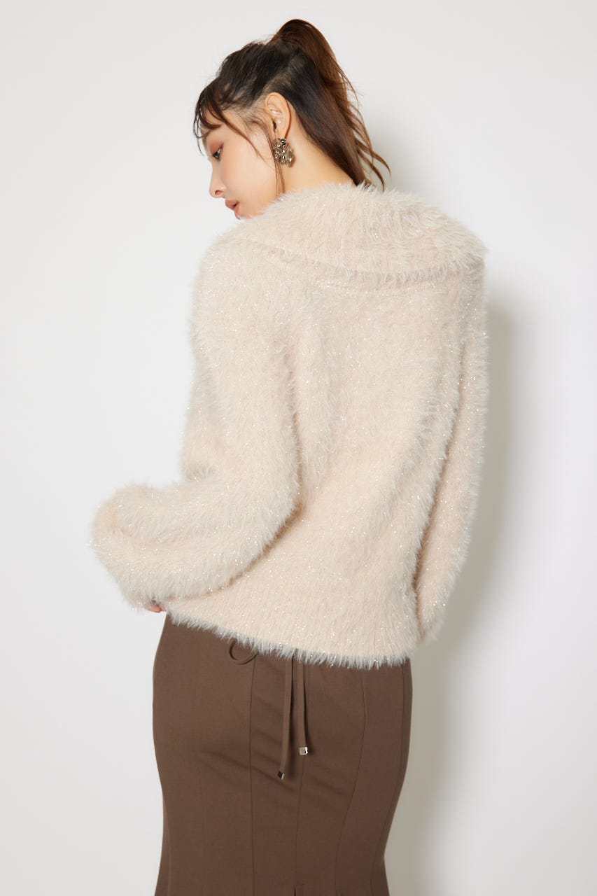 2WAYファーライクジャガードニットトップス BEG FREE