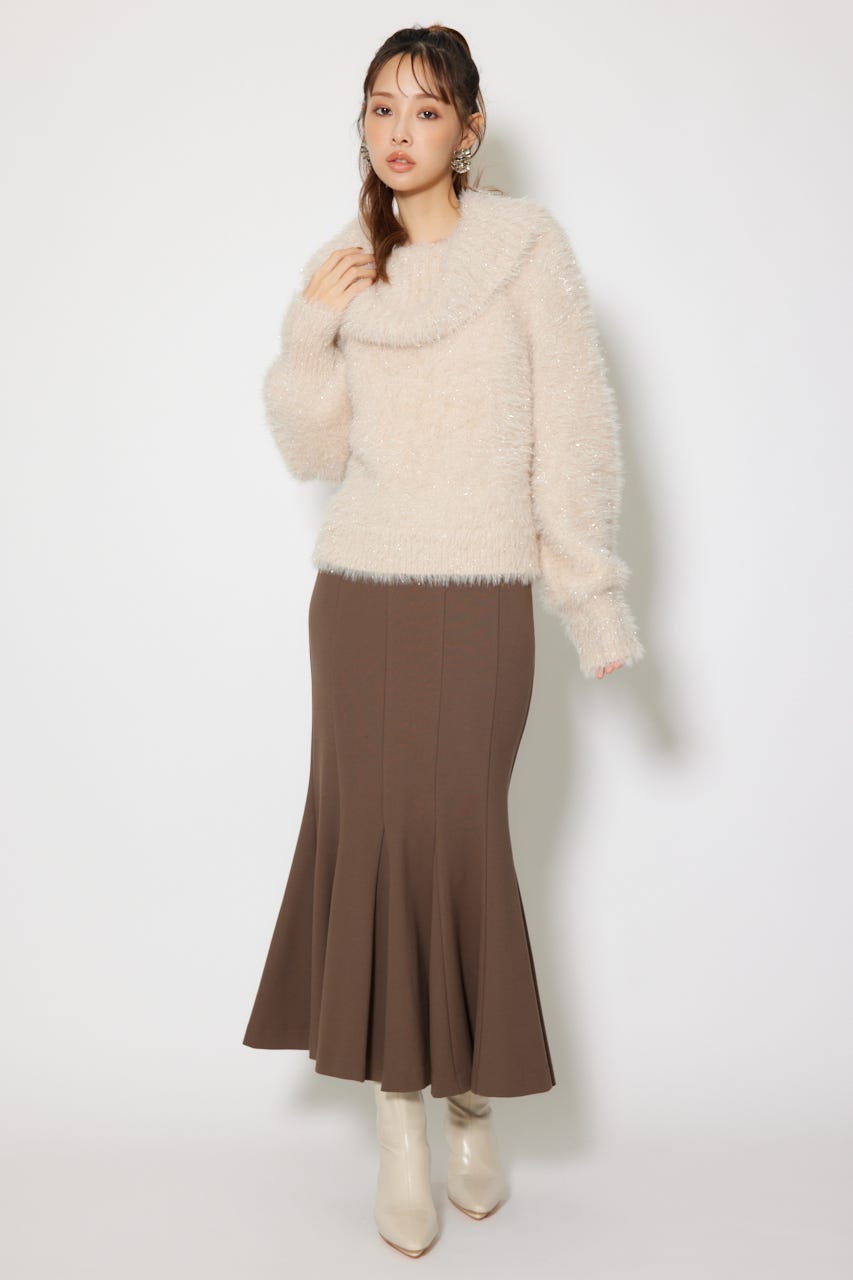 2WAYファーライクジャガードニットトップス BEG FREE