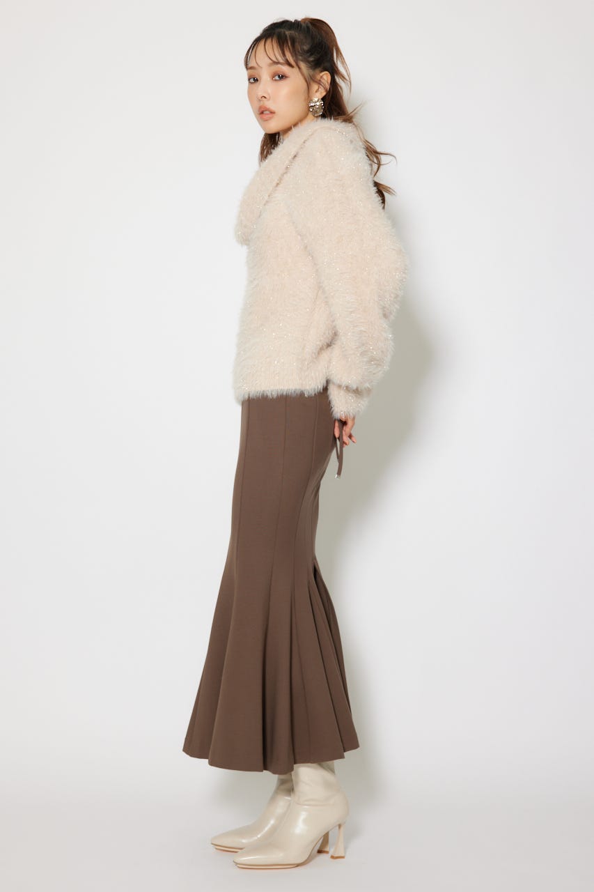 2WAYファーライクジャガードニットトップス BEG FREE