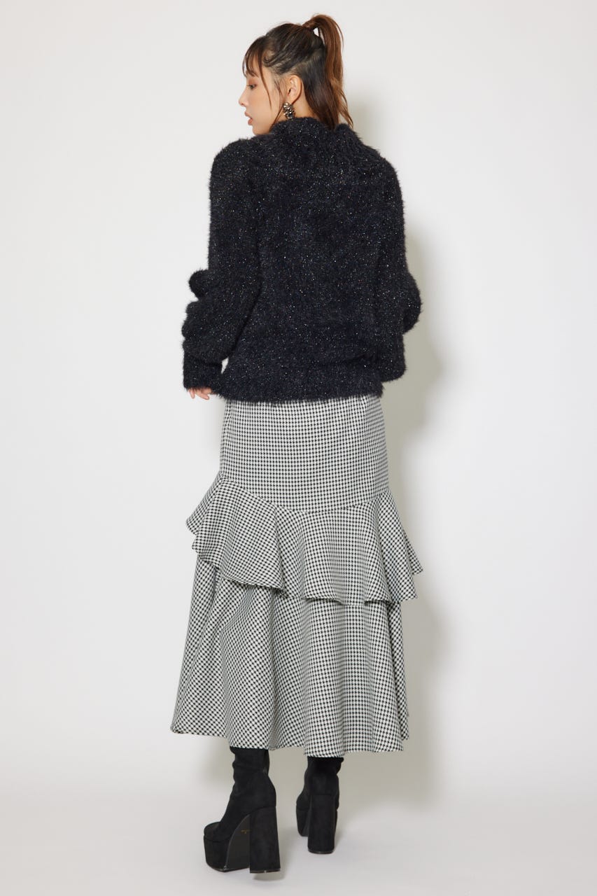 2WAYファーライクジャガードニットトップス BLK FREE