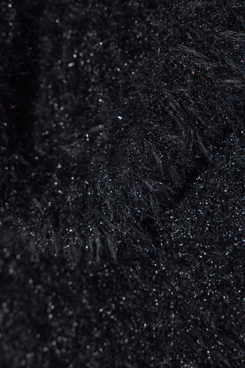 2WAYファーライクジャガードニットトップス BLK FREE