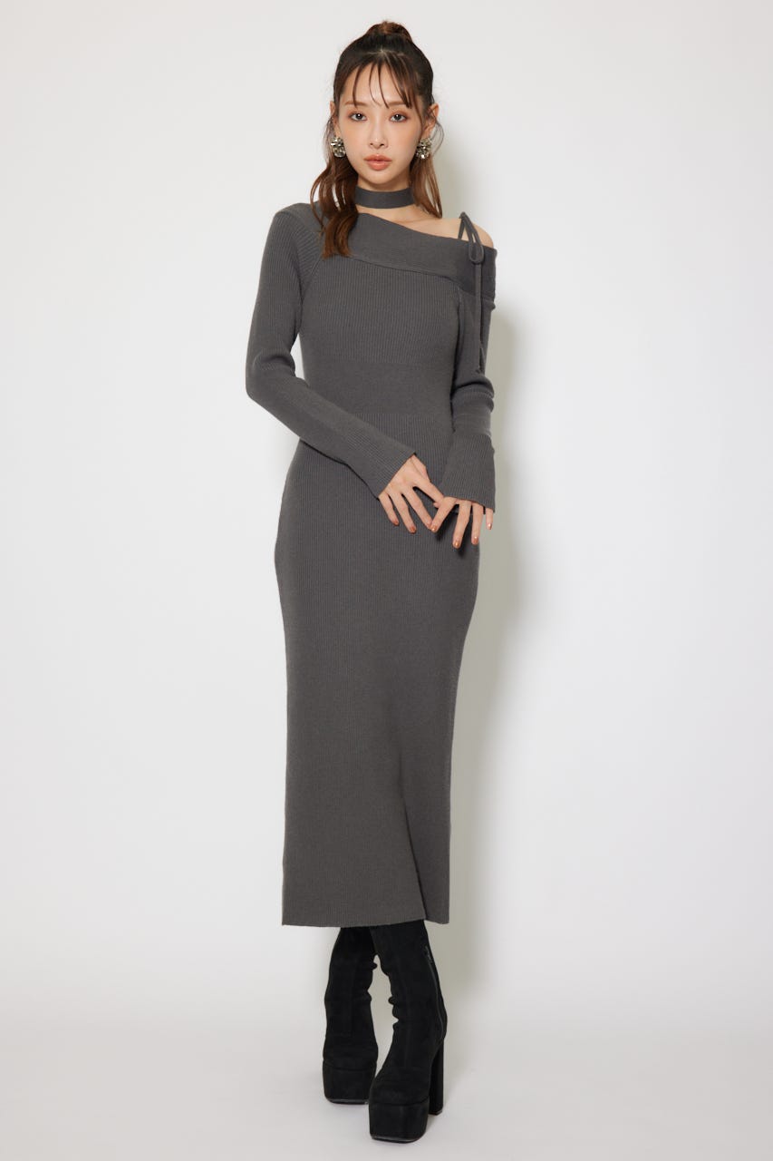 Aroinda ワンピース パール付きバックレースアップハートドットワンピース