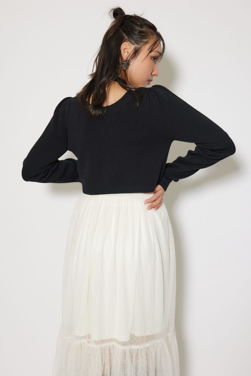 rienda | ニットカーディガンセットドットチュールフレア