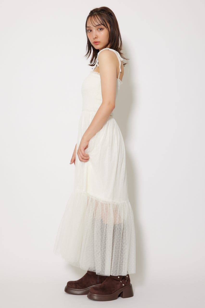 rienda | ニットカーディガンセットドットチュールフレア