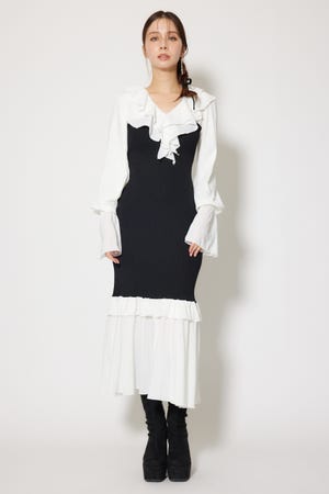 ダブルフリルコンビニットワンピース