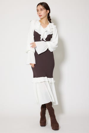 ダブルフリルコンビニットワンピース