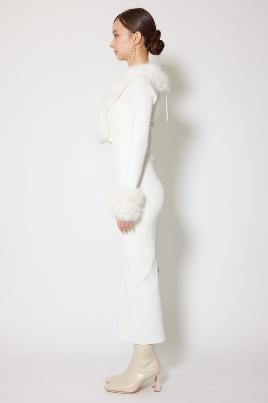 フェイクファーレディーニットワンピース WHT FREE