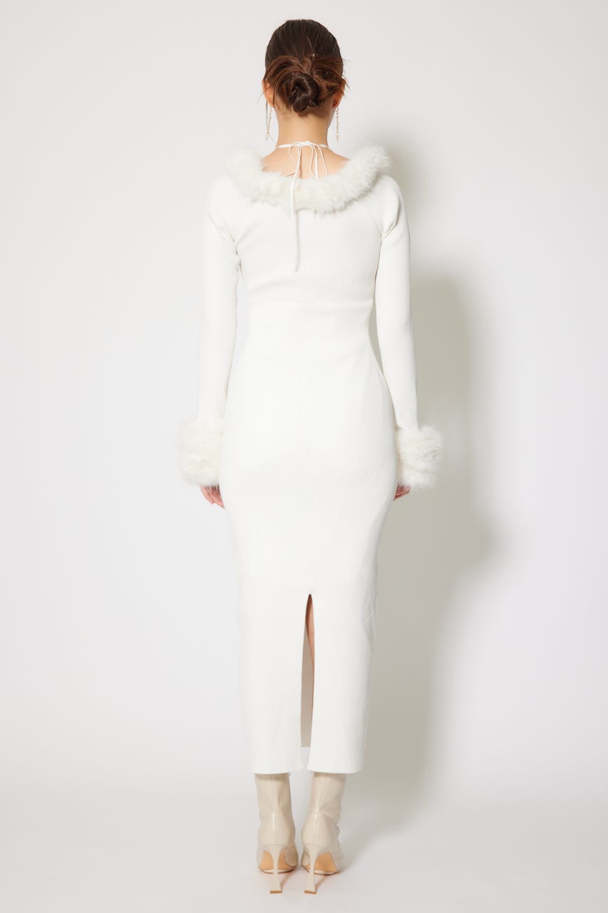 フェイクファーレディーニットワンピース WHT FREE