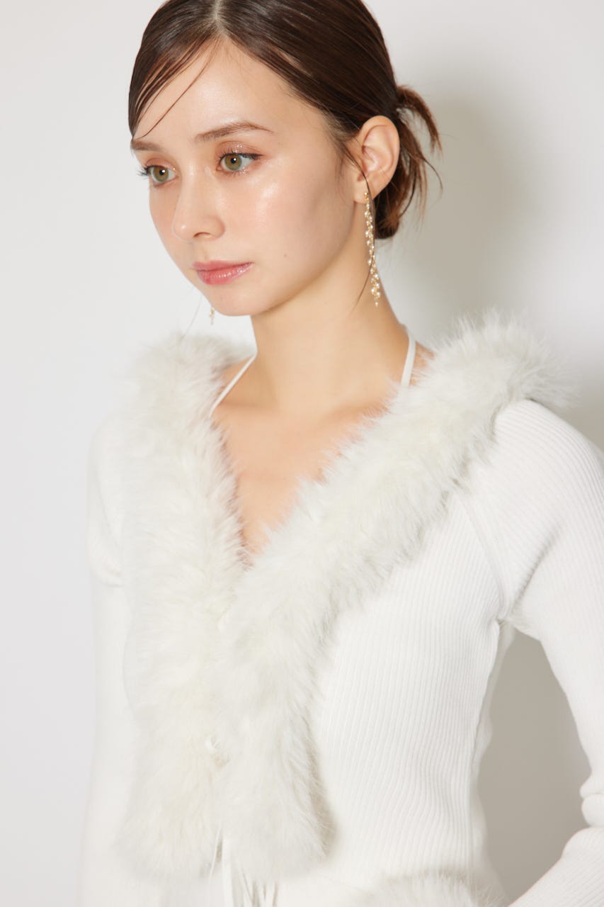 フェイクファーレディーニットワンピース WHT FREE