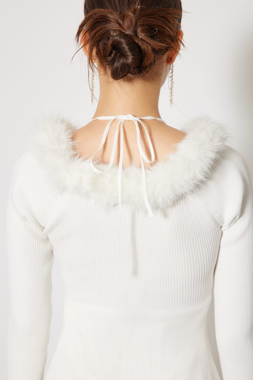 フェイクファーレディーニットワンピース WHT FREE