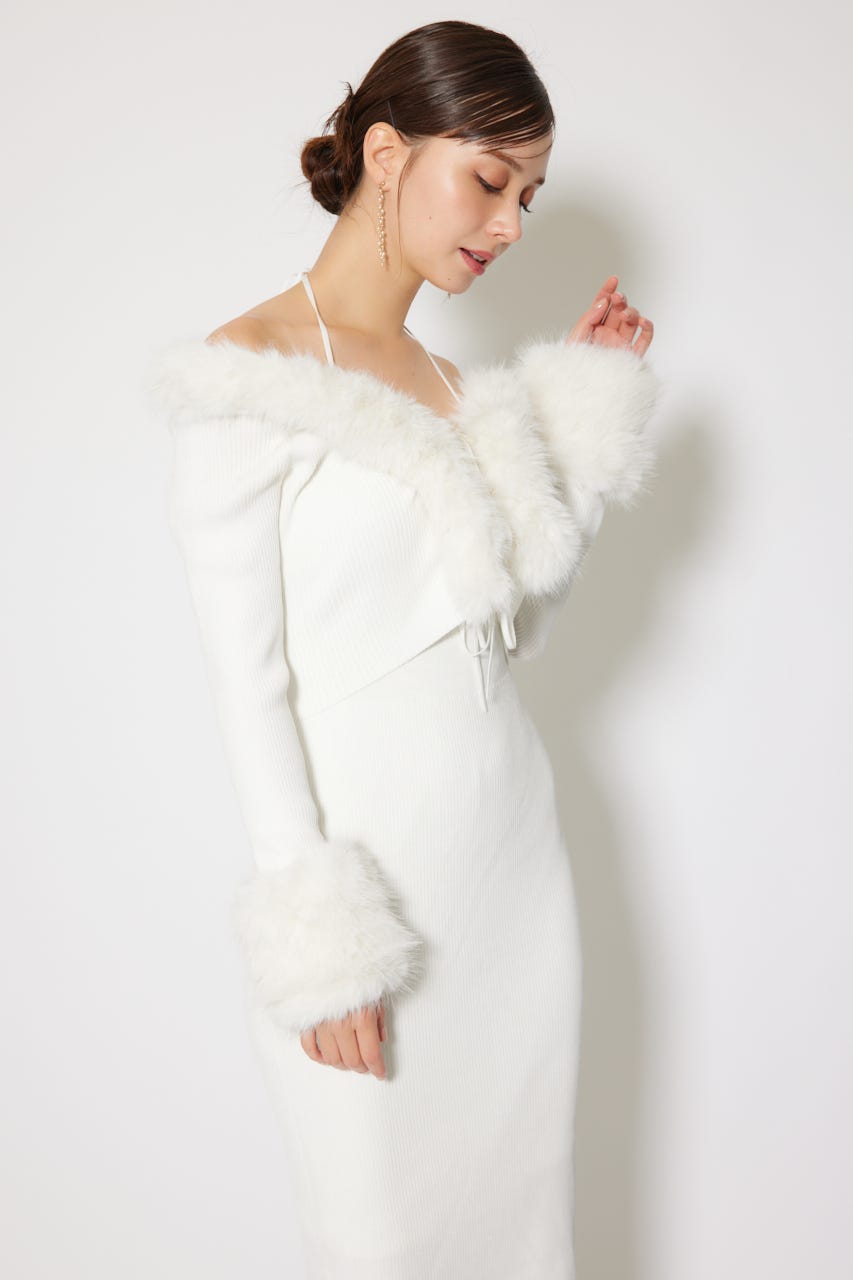 フェイクファーレディーニットワンピース WHT FREE