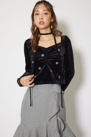 フラワーチョーカーシャーリングトップス MAISON SPECIAL(メゾンスペシャル)｜Flower Shirring Tops