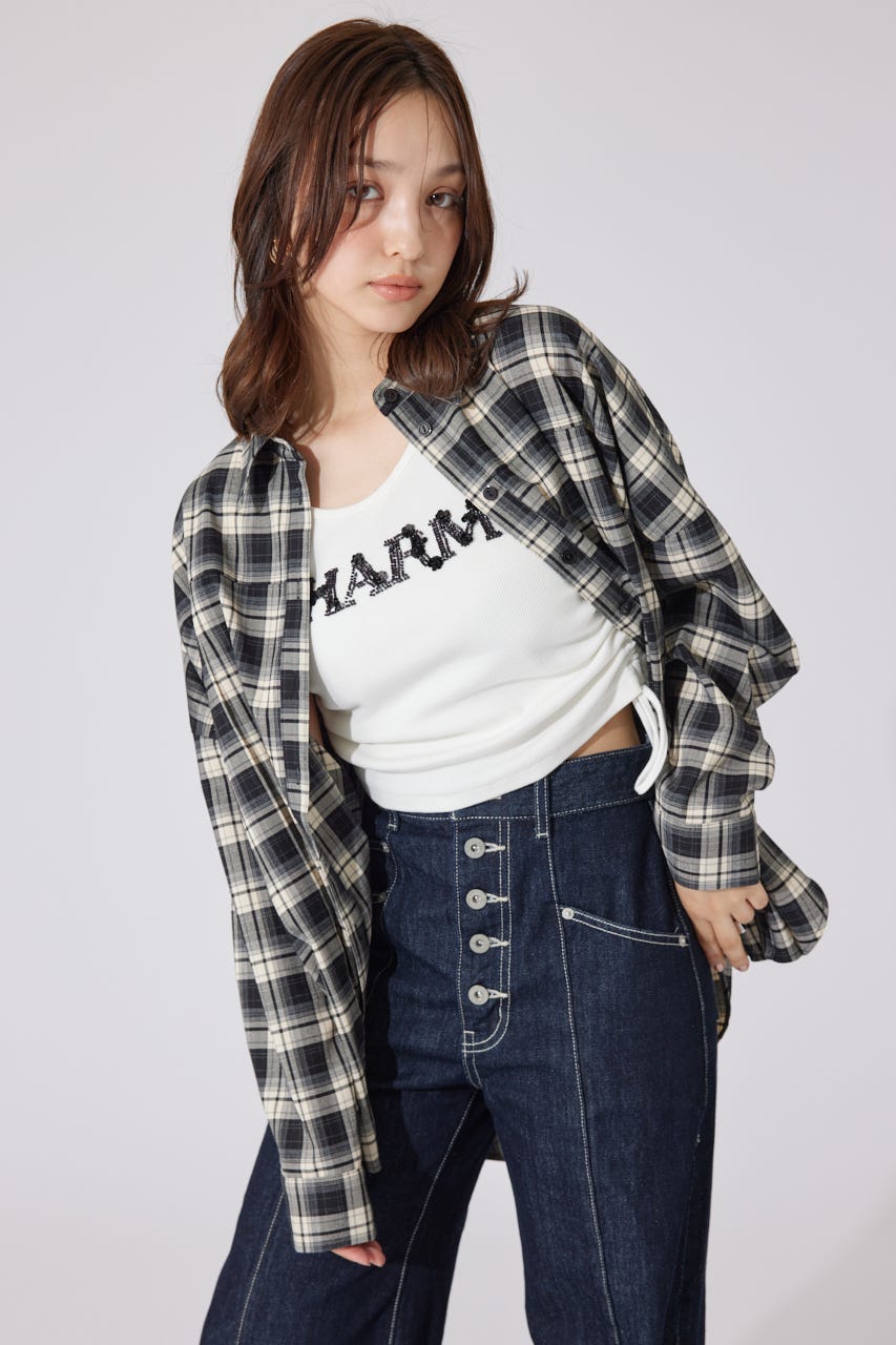 【AKB48 千葉恵里さん着用】オーバールーズシャツトップス BLK FREE