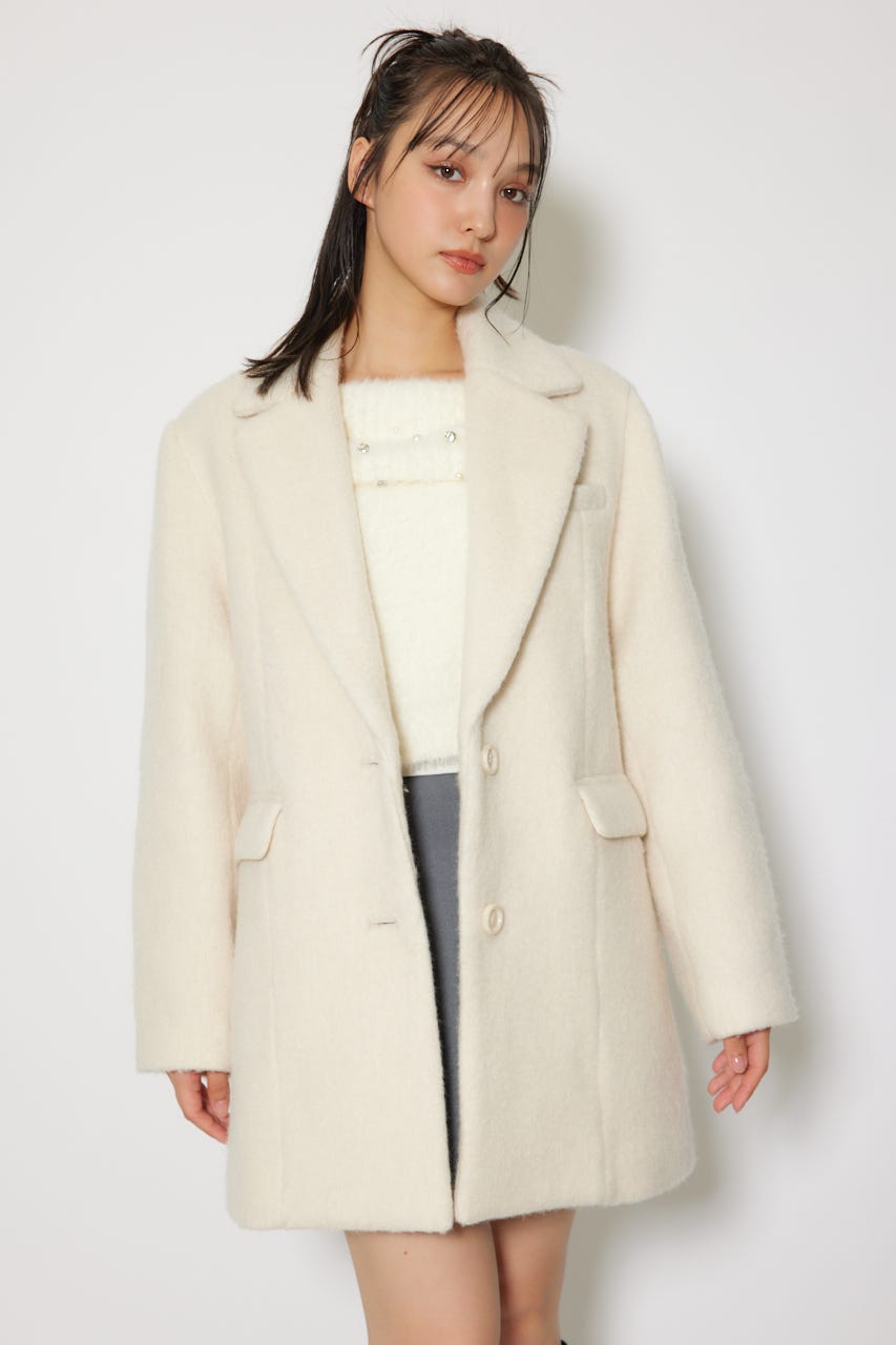 riendaのシングルシャギーテーラードジャケットコート