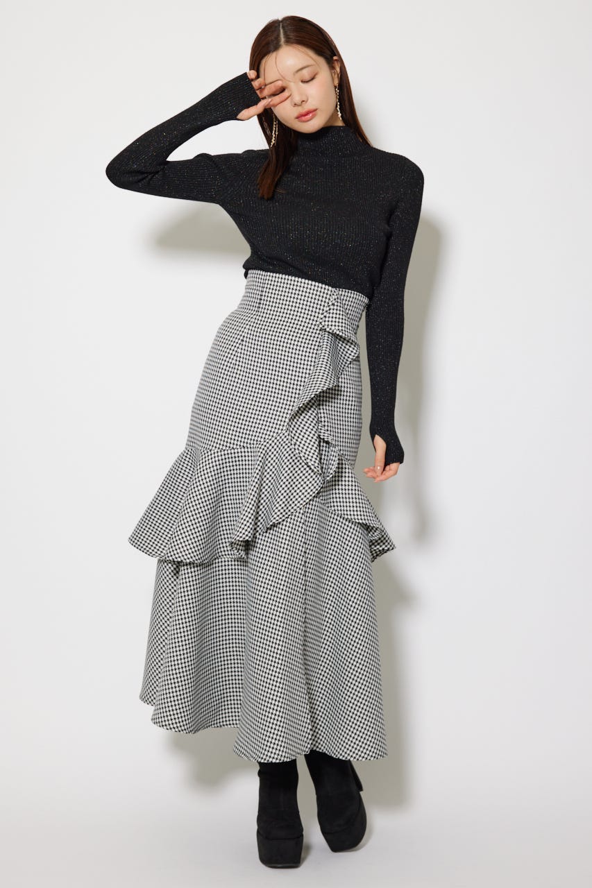 サムホール付きウォッシャブルハイネックニットトップス BLK S