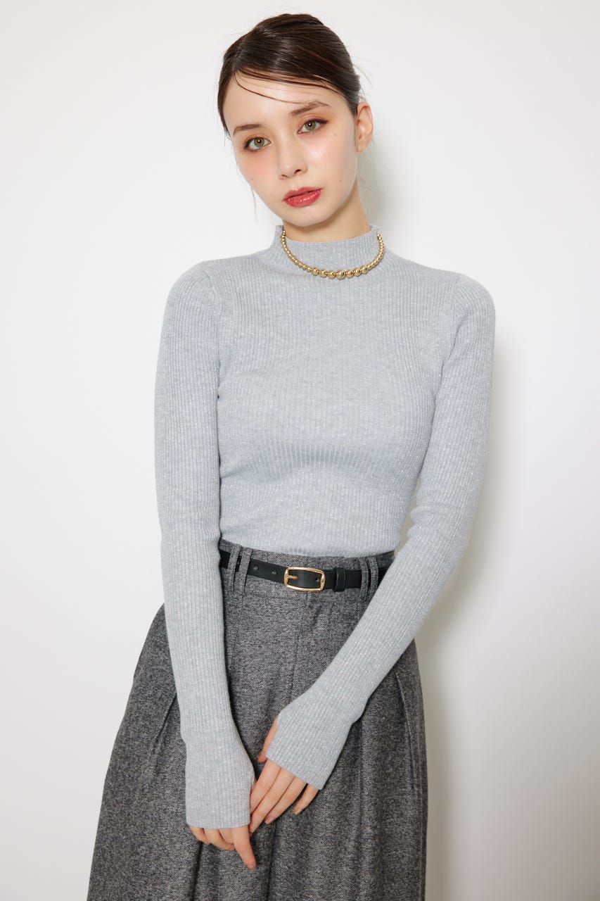 サムホール付きウォッシャブルハイネックニットトップス T.GRY M