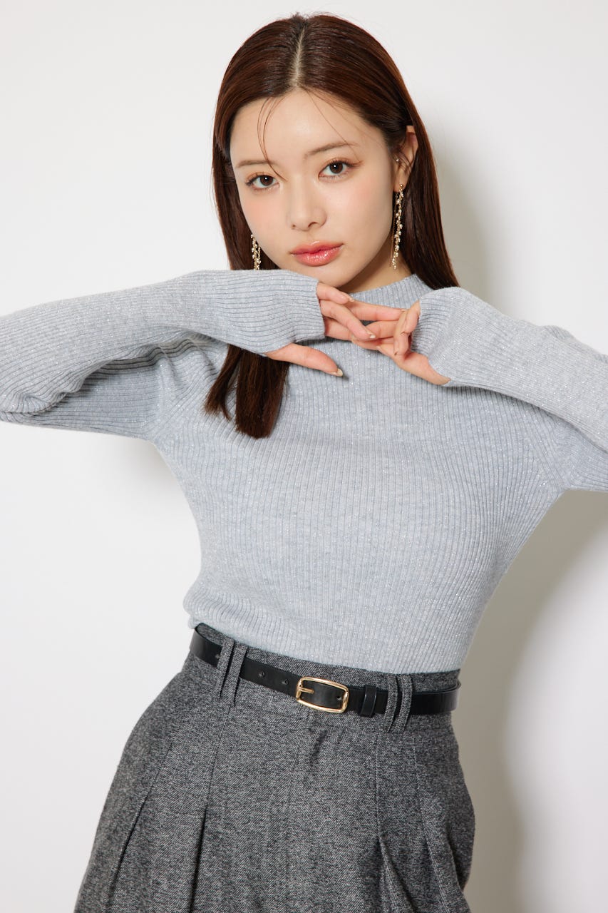 サムホール付きウォッシャブルハイネックニットトップス T.GRY M