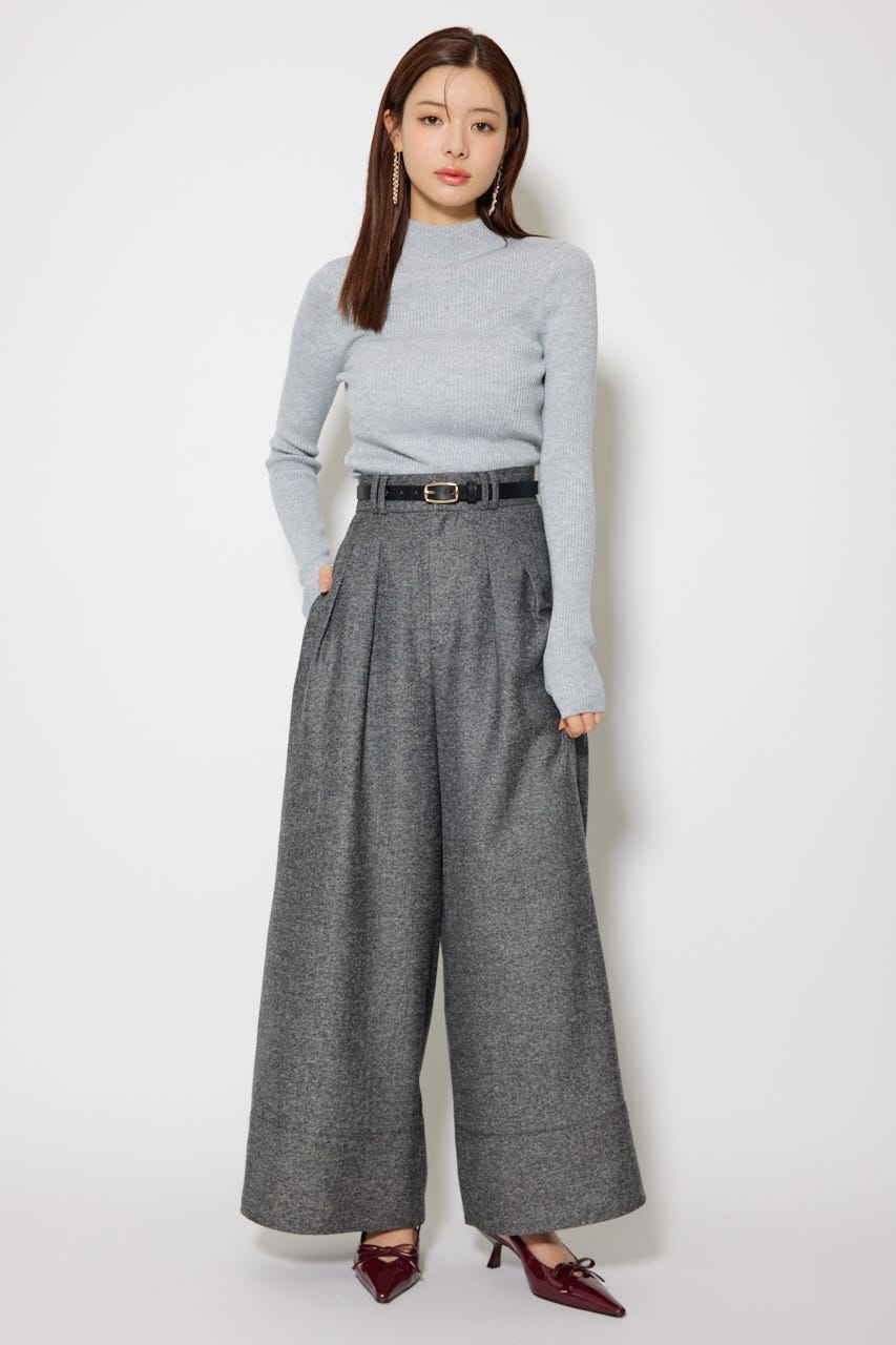 サムホール付きウォッシャブルハイネックニットトップス T.GRY M
