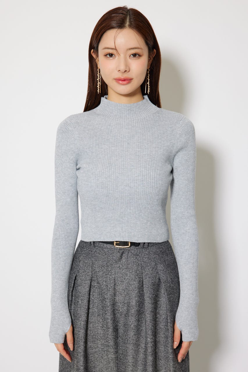 サムホール付きウォッシャブルハイネックニットトップス T.GRY M