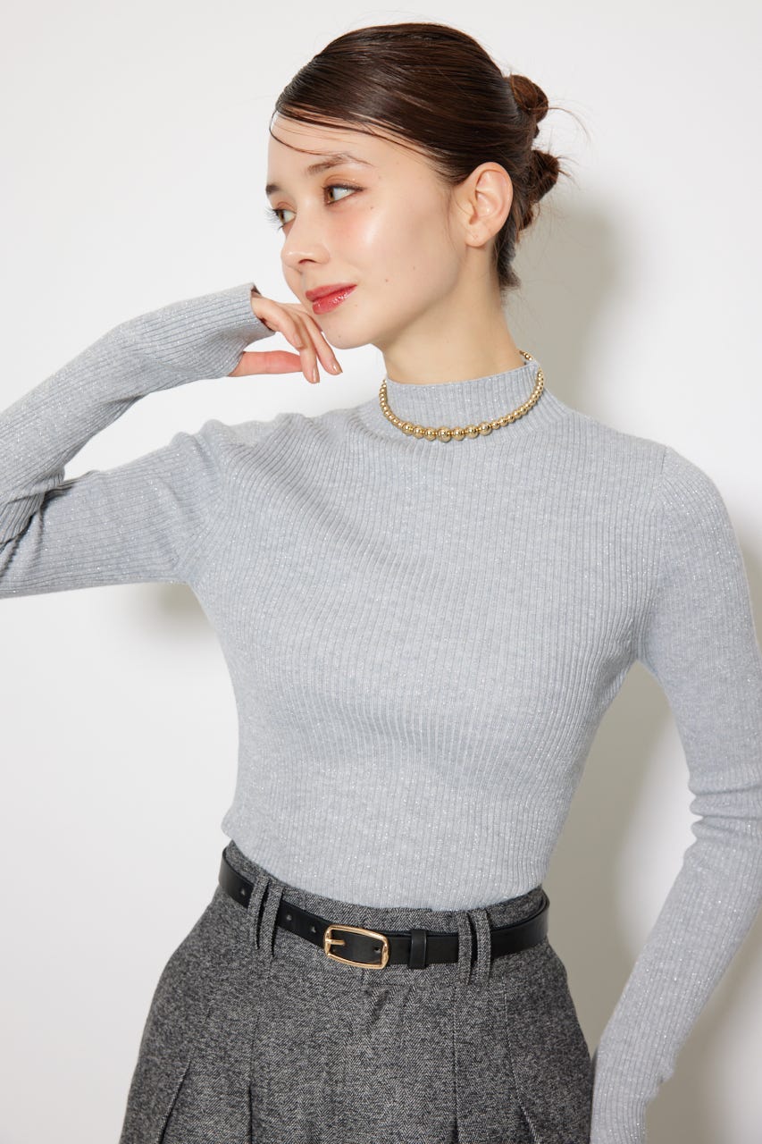 サムホール付きウォッシャブルハイネックニットトップス T.GRY M