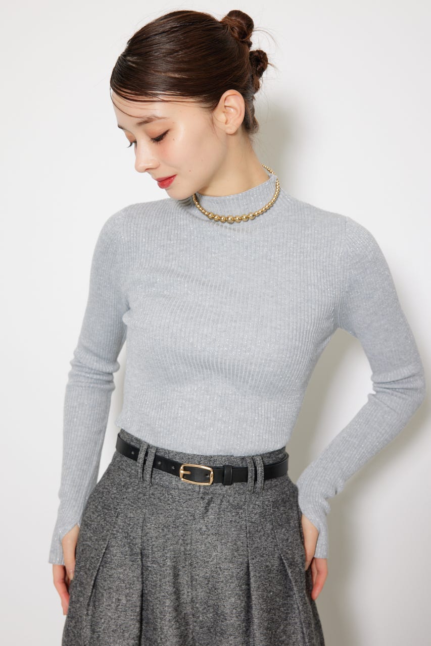 サムホール付きウォッシャブルハイネックニットトップス T.GRY M