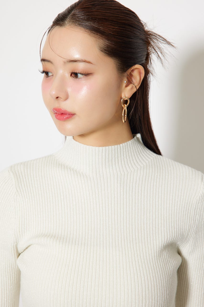 サムホール付きウォッシャブルハイネックニットトップス WHT M