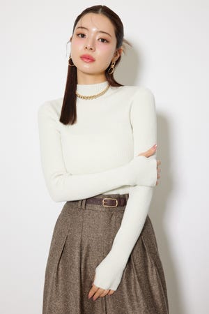 rienda サムホール付きウォッシャブルハイネックニットトップス rienda | サムホール付きウォッシャブルハイネックニット