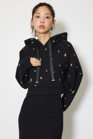 フラワー刺繍スウェットトップス