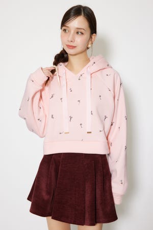 フラワー刺繍スウェットトップス