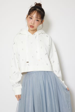 フラワー刺繍スウェットトップス