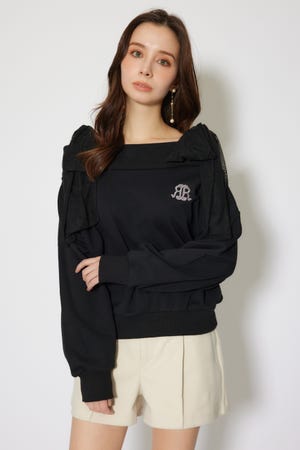 2WAYチュールオフショルスウェットトップス