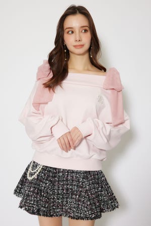 2WAYチュールオフショルスウェットトップス