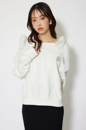 2WAYチュールオフショルスウェットトップス