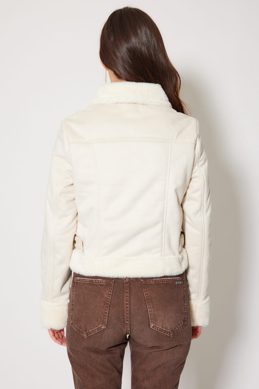 rienda リエンダ フェイクスエードムートンライダースジャケット IVOY3 rienda 24フェイクスエードムートンライダースジャケット IVOY3