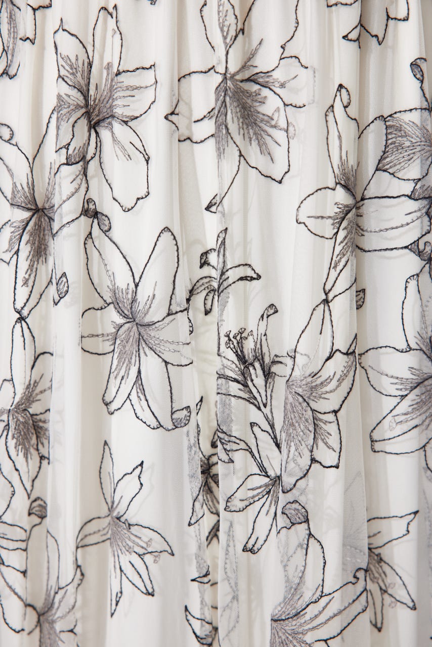 【AKB48 平田侑希さん着用】エンブロイダリーチュールフレアスリーブワンピース WHT M