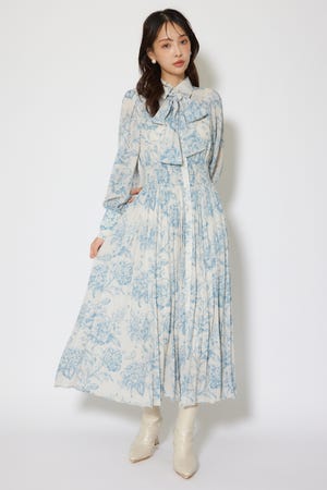 ラインフラワーボウタイワンピース