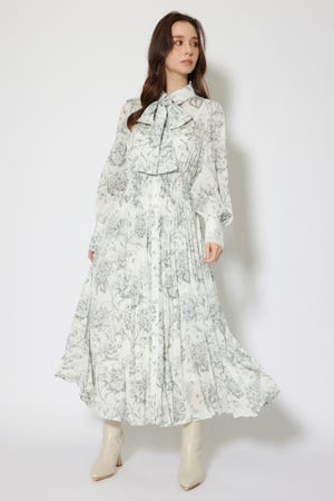 ラインフラワーボウタイワンピース