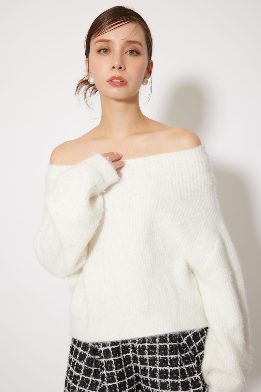 rienda オフショルトップス&デニムパンツ rienda | 【先行予約特典対象商品】オフショルニットトップス