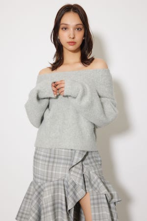 LUDLOW ワンショルダーシアトップス KOBE LETTUCE ニットトップス レディース ファー ワンショルダー
