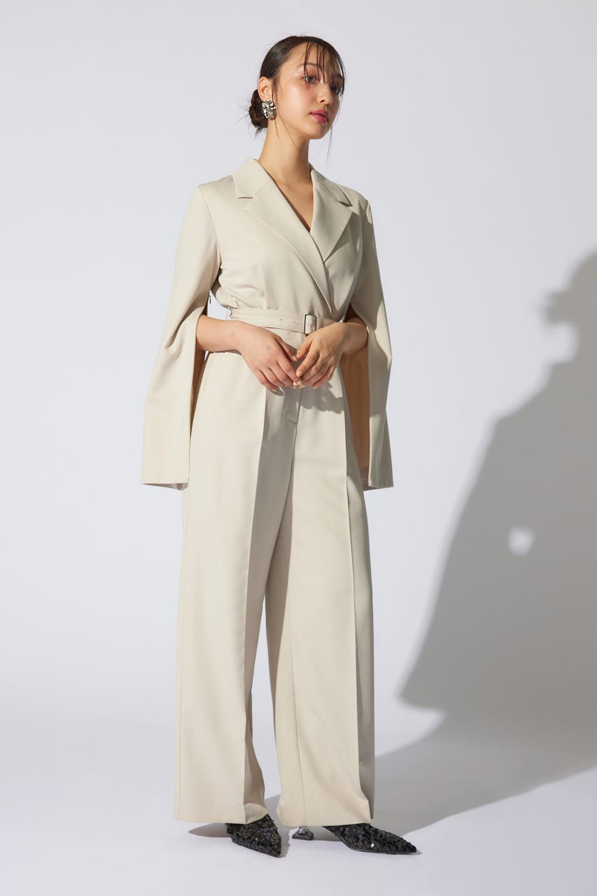 【岡崎紗絵さん着用アイテム】テーラードデザインロンパース BEG M