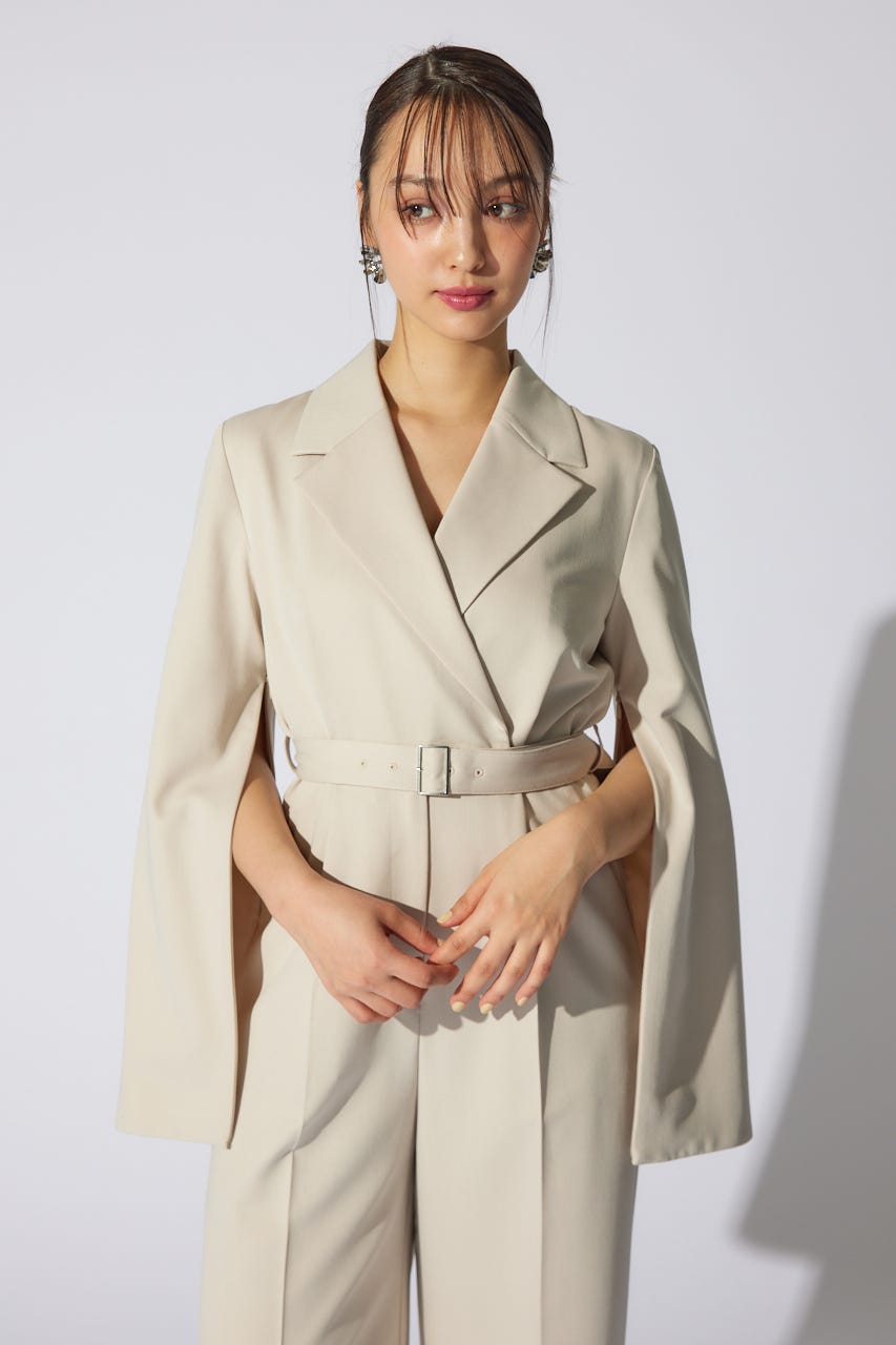 【岡崎紗絵さん着用アイテム】テーラードデザインロンパース BEG M