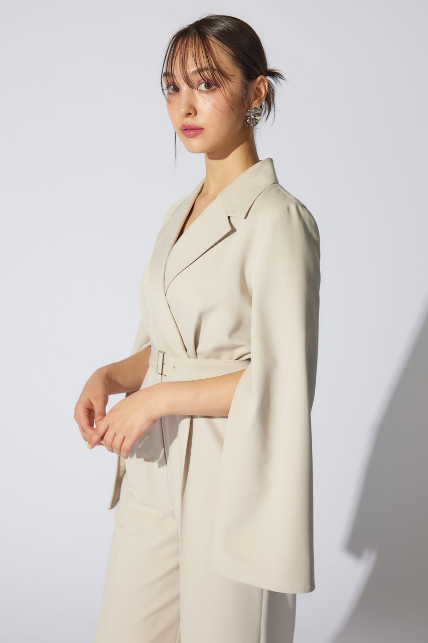 【岡崎紗絵さん着用アイテム】テーラードデザインロンパース BEG M