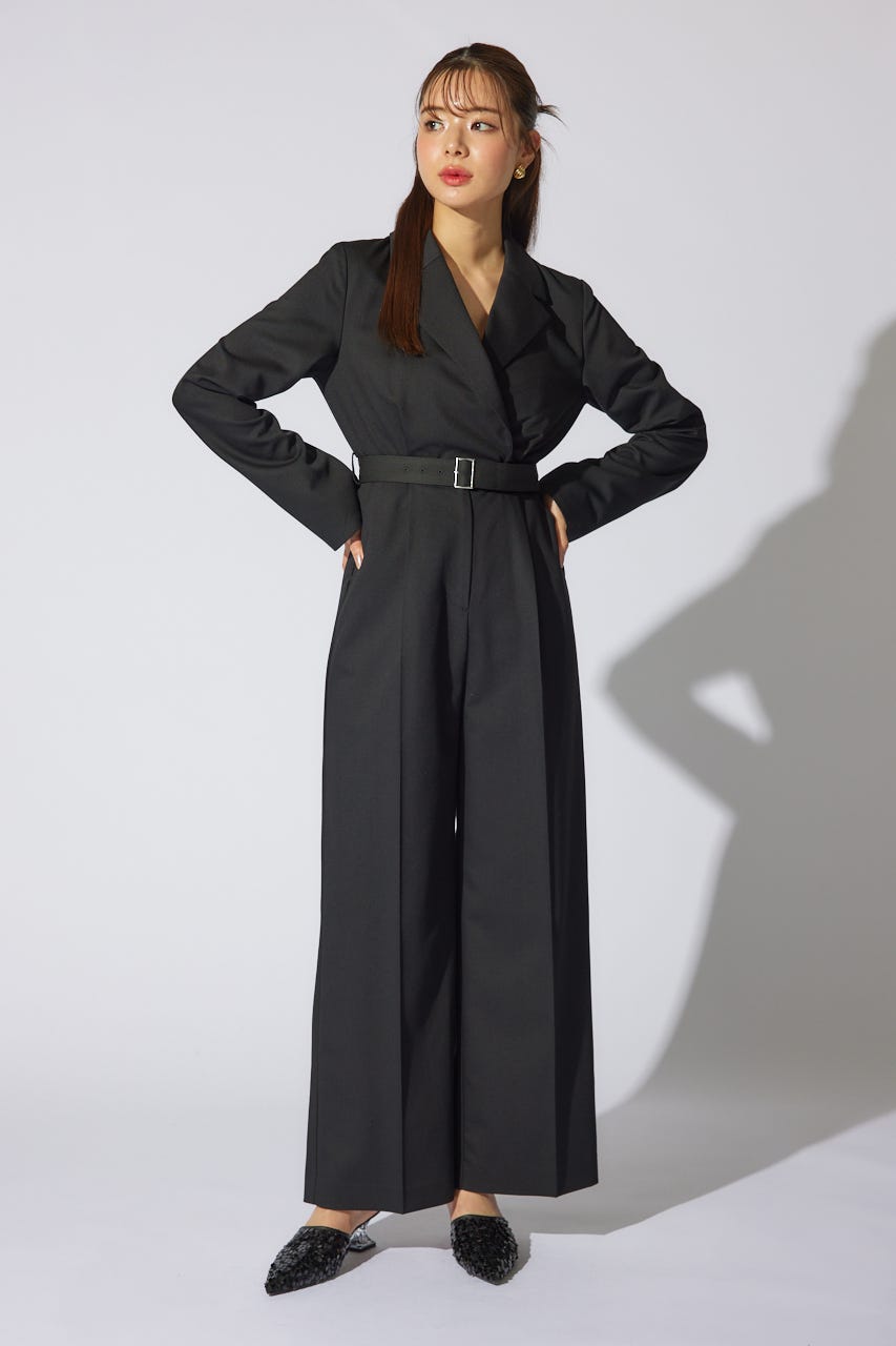 【岡崎紗絵さん着用アイテム】テーラードデザインロンパース BLK M