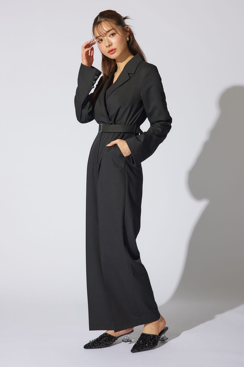 【岡崎紗絵さん着用アイテム】テーラードデザインロンパース BLK M