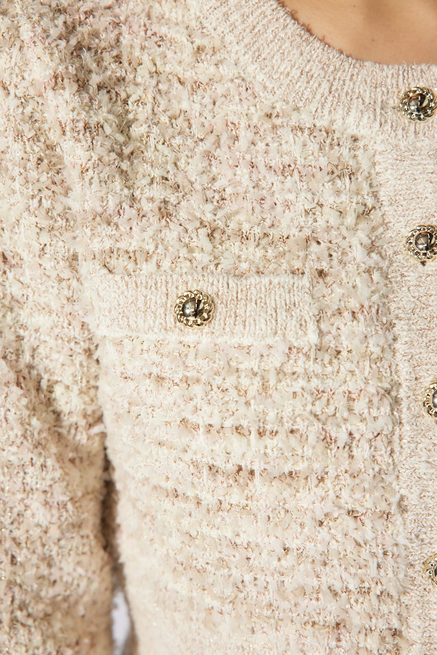 【岡崎紗絵さん着用アイテム】ツイードニットカーディガン L/BEG FREE