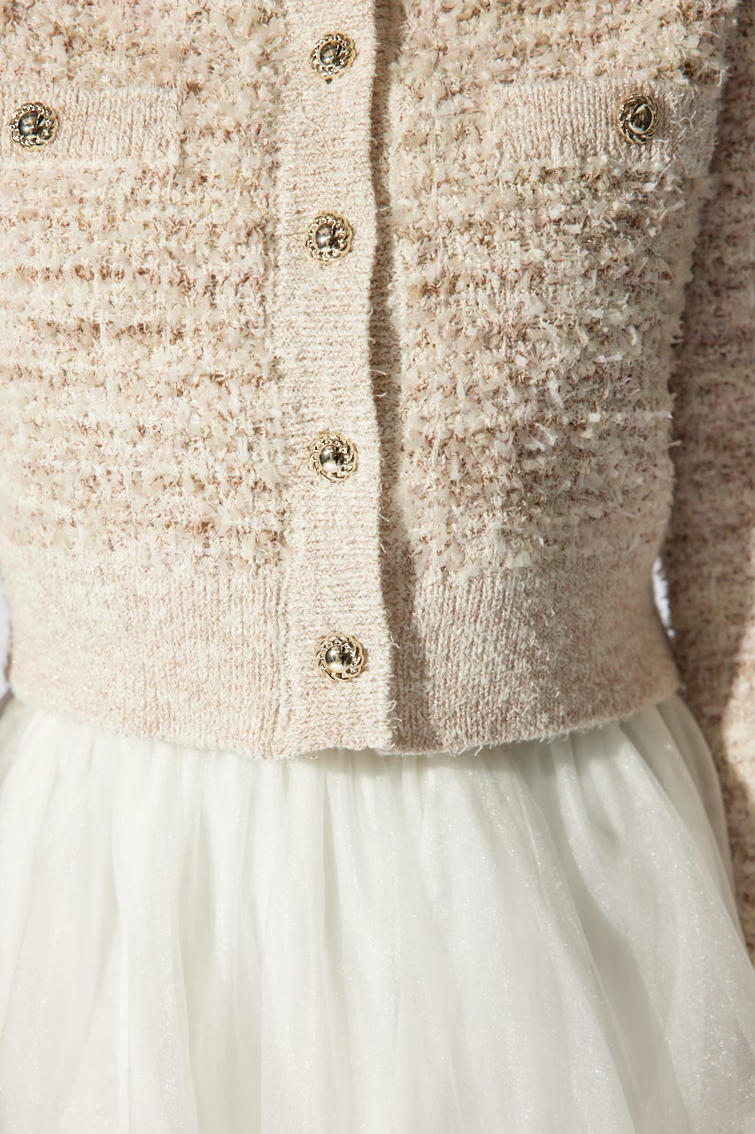 【岡崎紗絵さん着用アイテム】ツイードニットカーディガン L/BEG FREE