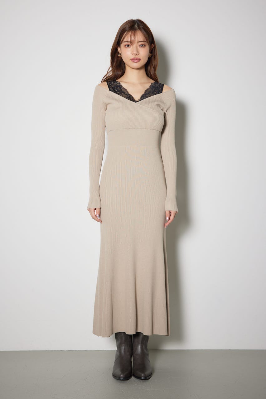 レースドッキングワンピース BEG FREE