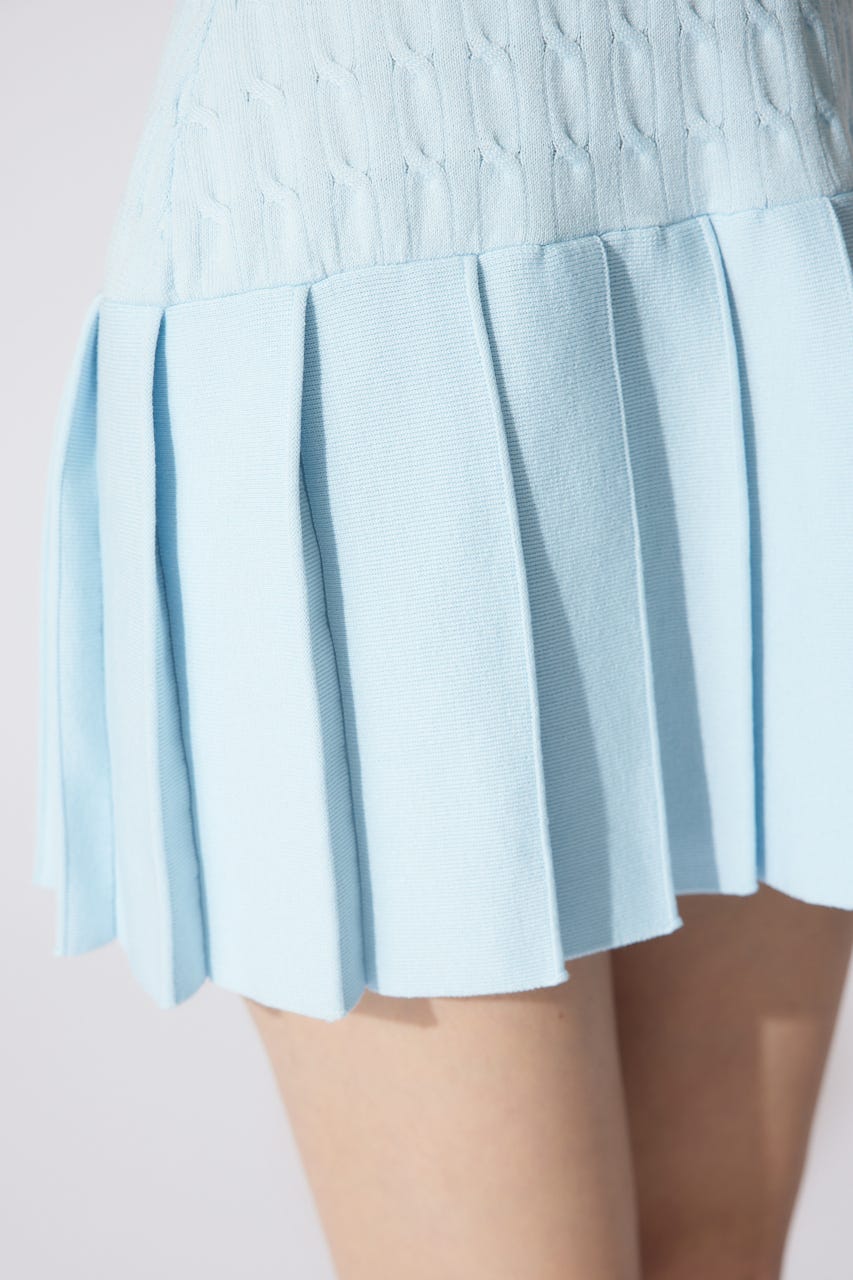 スキッパーデザインニットミニワンピース L/BLU FREE