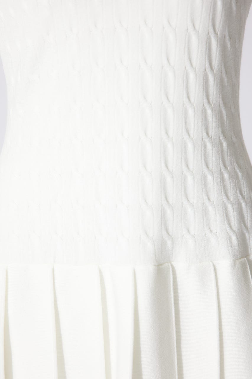 スキッパーデザインニットミニワンピース WHT FREE