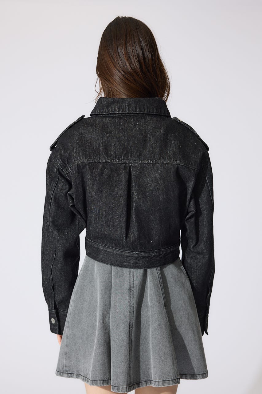 【岡崎紗絵さん着用アイテム】ベルト付きデニムジャケット BLK FREE